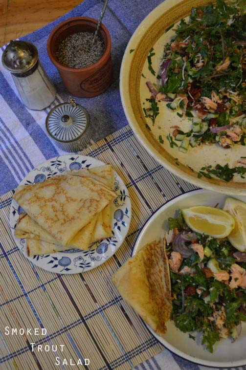 Smoked Trout Salad with Pancakes